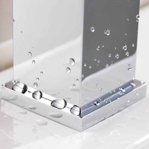 Ridge Waterfall Angled Spout Single Hole Bathroom Sink Faucet Solid Brass 1-Handle in Chrome Finish window image