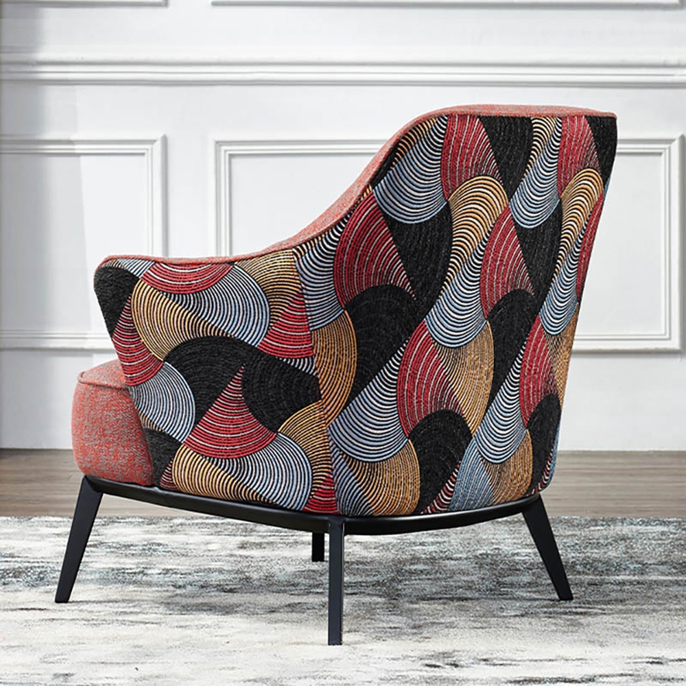 Retro Accent Chair Cotton&Linen Upholstered Accent Chair in Black window image