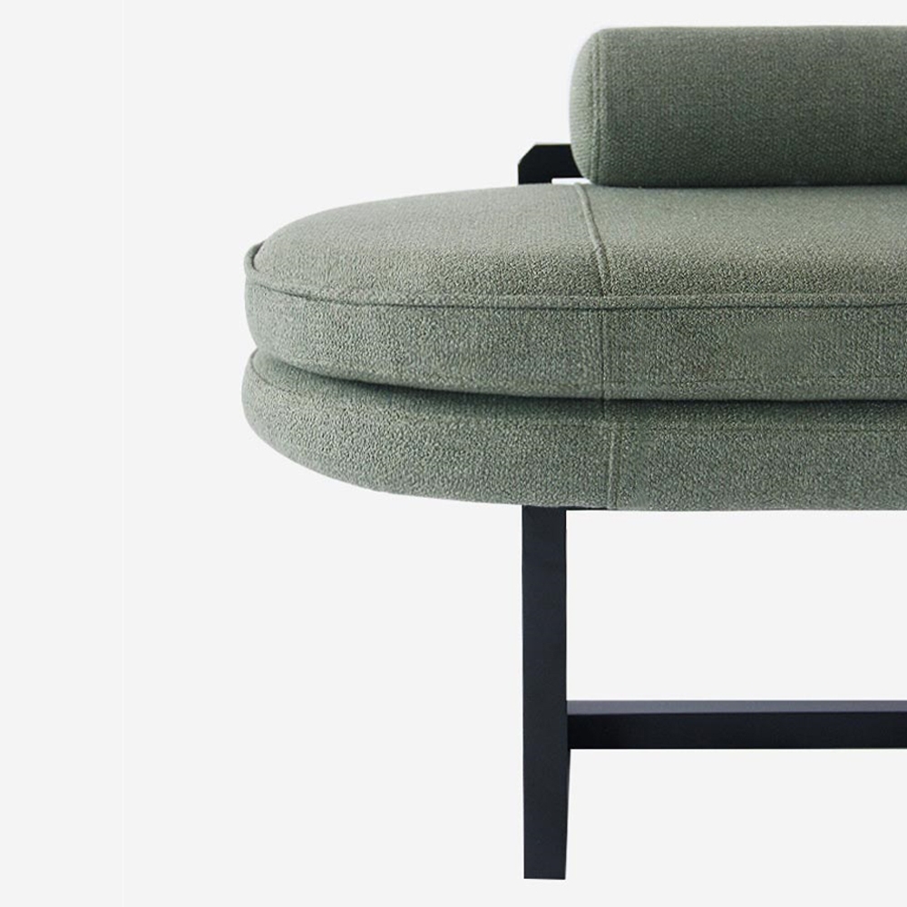 31.5" Green Modern Cotton&Linen Upholstered Bench in Cotton and Linen window image