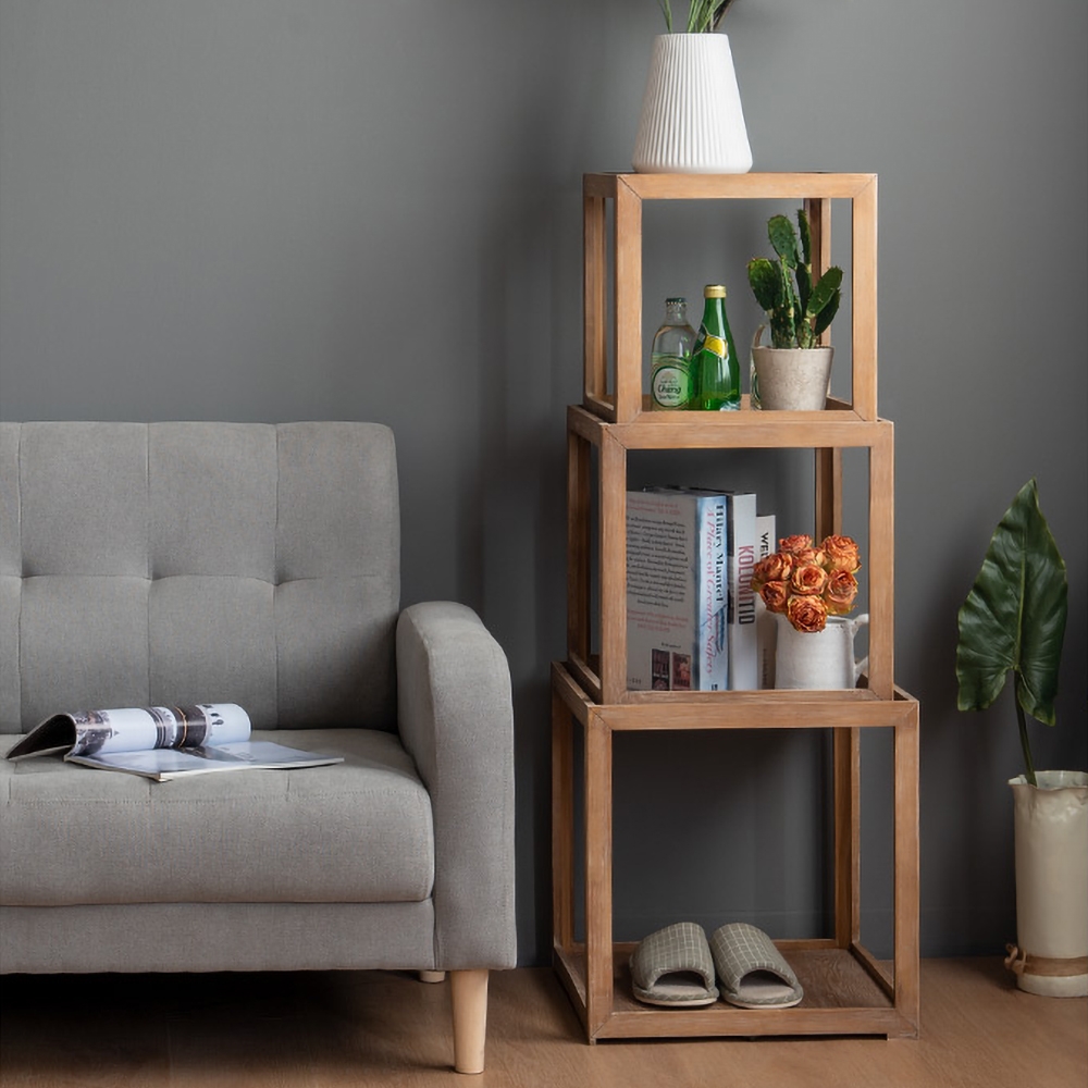 Convertible Cube Bookcase 5-Piece Display Wood Bookcase Storage window image