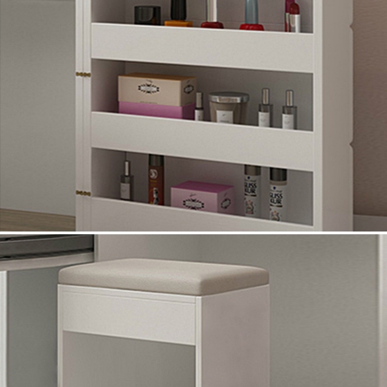 Modern Expandable Vanity Table Multifunctional Vanity Set with Stool And Flip-Top Mirror White & Green window image