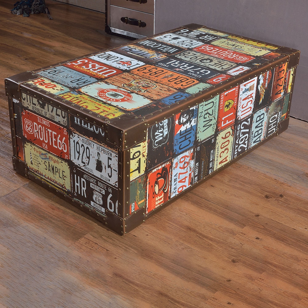 Retro Style Coffee Table with Drawers Rectangular Accent Table window image