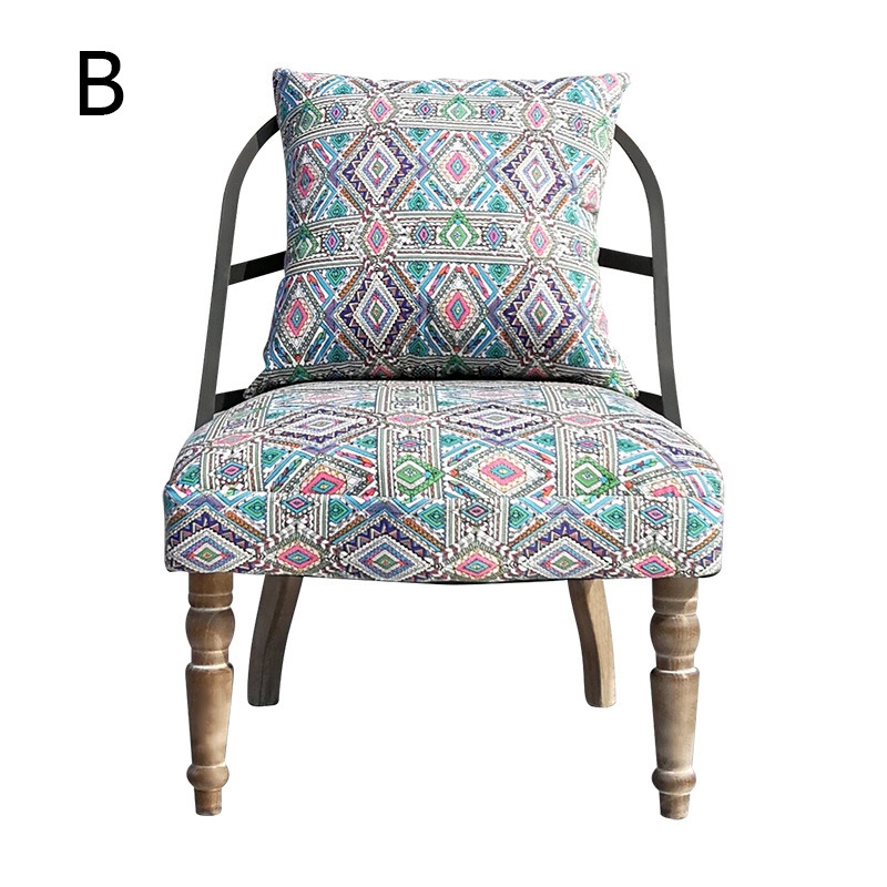 Retro Industrial Geometric Chair Armless Cocktail Chair Colorful Soft Fabric Slipper Chair with Back Pillow Style F window image