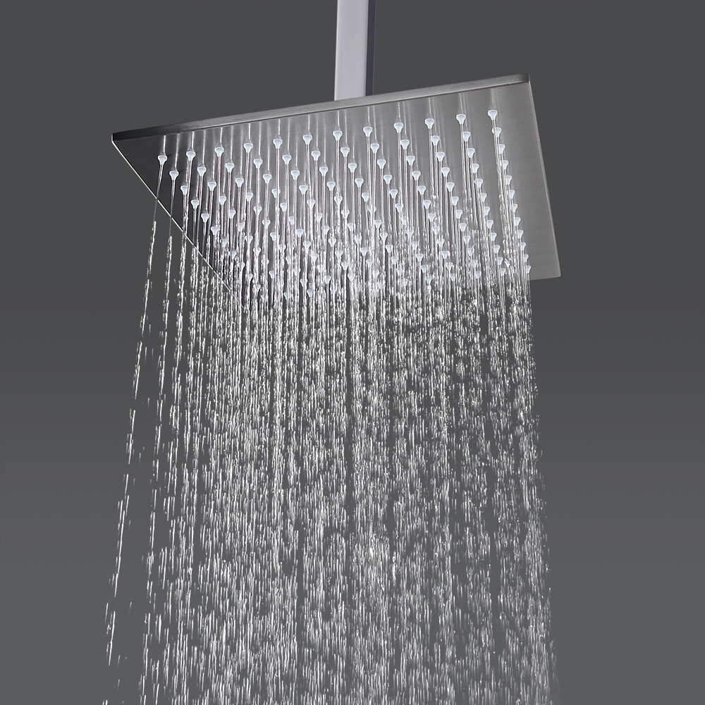 10" Solid Brass Single-Function Square Rainfall Shower Head Brushed Nickel window image