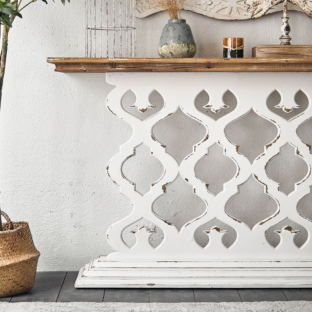 Porchway Fench Country 55.9" Narrow Console Table Wooden Top Entryway Table window image