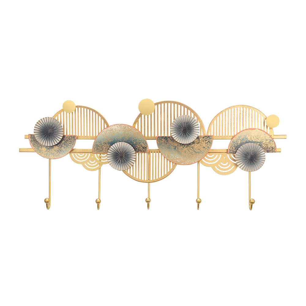 Oriental Style Distressed Wall Mounted Coat Rack Set of 2 window image