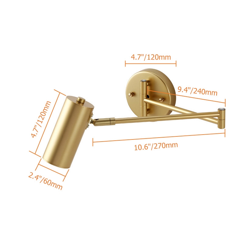 Gold Modern Swing Arm Indoor Wall Sconce 1 Light window image