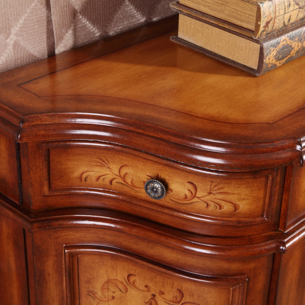 1220mm Vintage Walnut Sideboard Buffet Accent Cabinet with 4 Doors & Shelf & Drawer window image