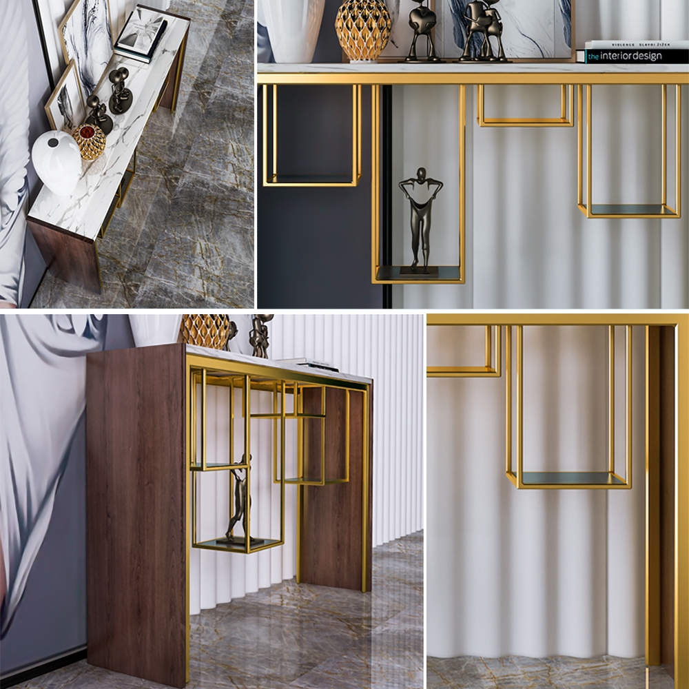 Modern Rectangular Console Table with Storage Entryway Table window image