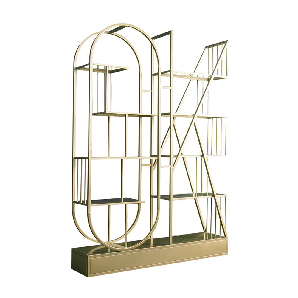 62" Modern 'OK' Freestanding Etagere Bookshelf in Golden Metal window image