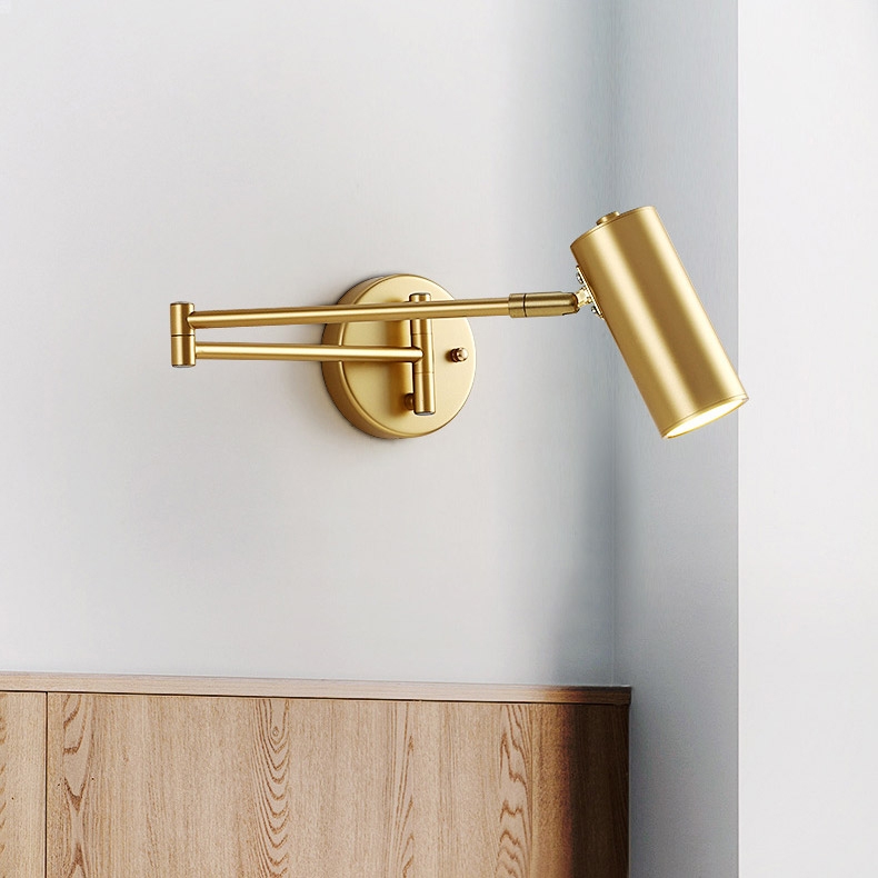 Gold Modern Swing Arm Indoor Wall Sconce 1 Light window image