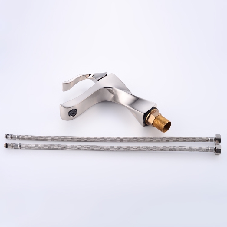 Classic Novel Twisted Single Handle One-Hole Brass Bathroom Sink Faucet in Brushed Nickel window image