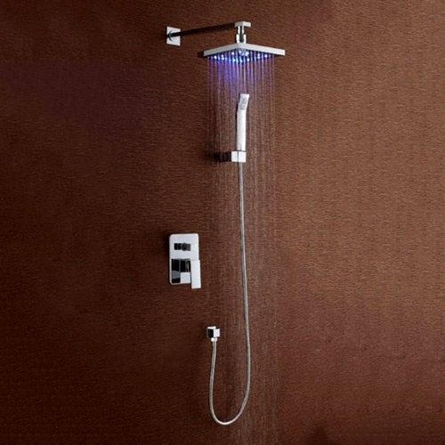 Dree Luxurious Solid Brass Wall Mount LED 24" Rain Shower System with ...