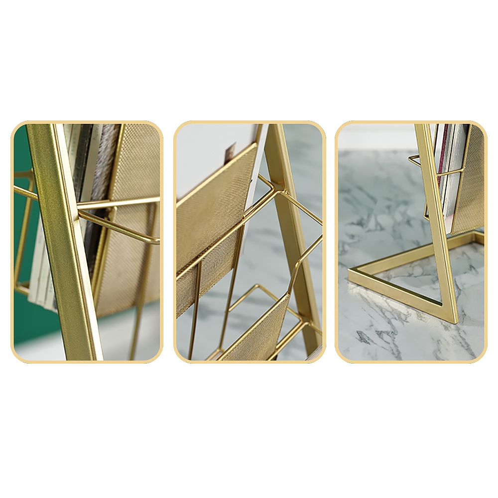 35" Gold Modern Freestanding Bookcase with 4-Tier Shelf for Book or Magazine window image