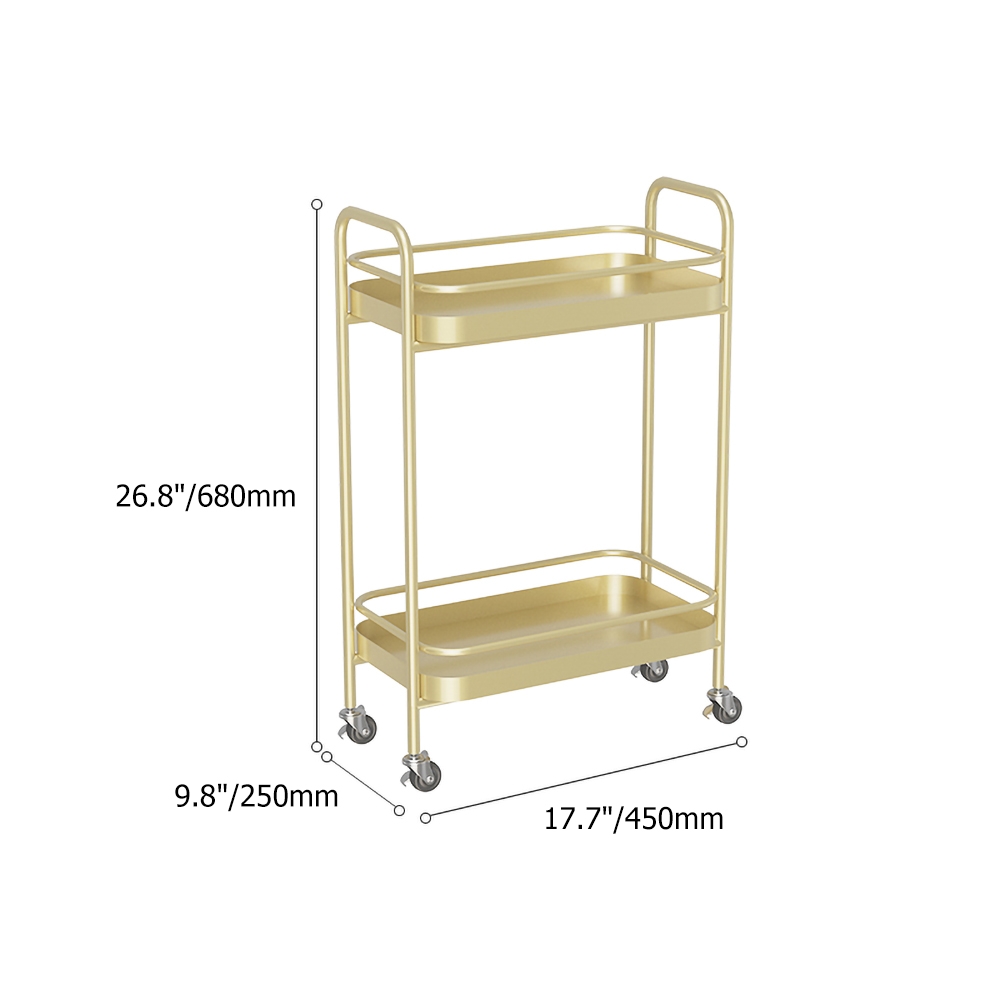 Modern 2-Tier Rolling Bar Serving Cart Metal for Kitchen in Gold window image