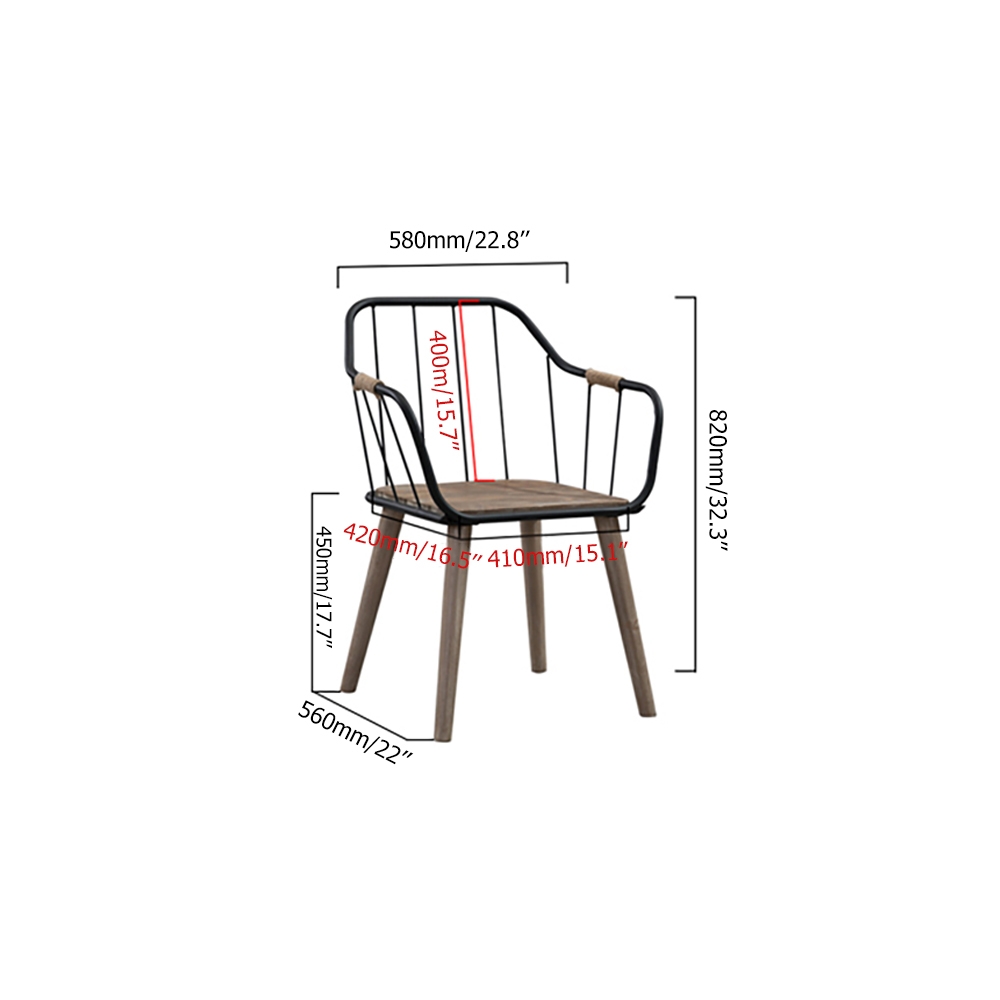 Fauteuil de salle à manger rétro industriel en métal image de fenêtre
