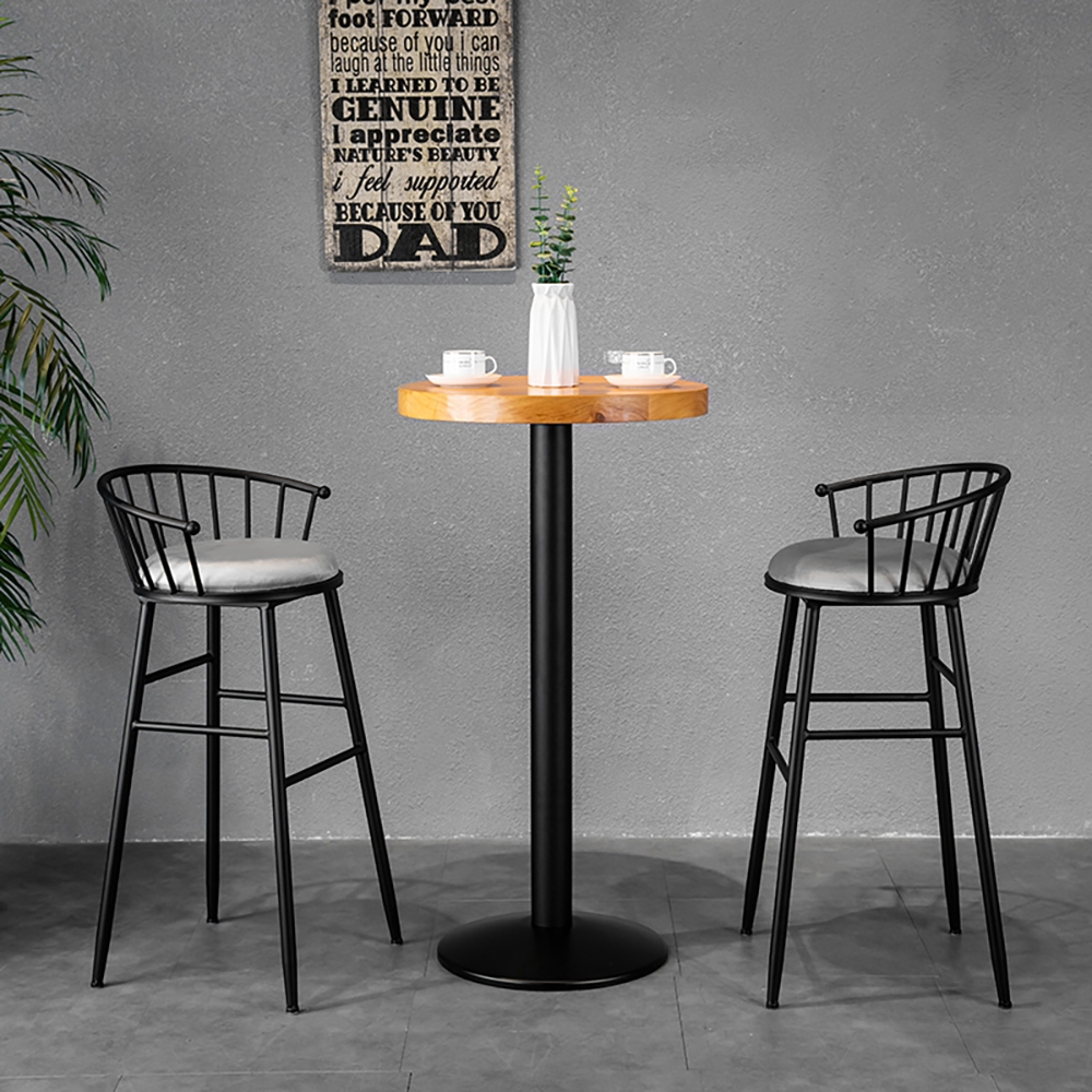 39.4" Height Bar Stool with Hollow Backrest Velvet Upholstery Bar Chair Set of 2 window image