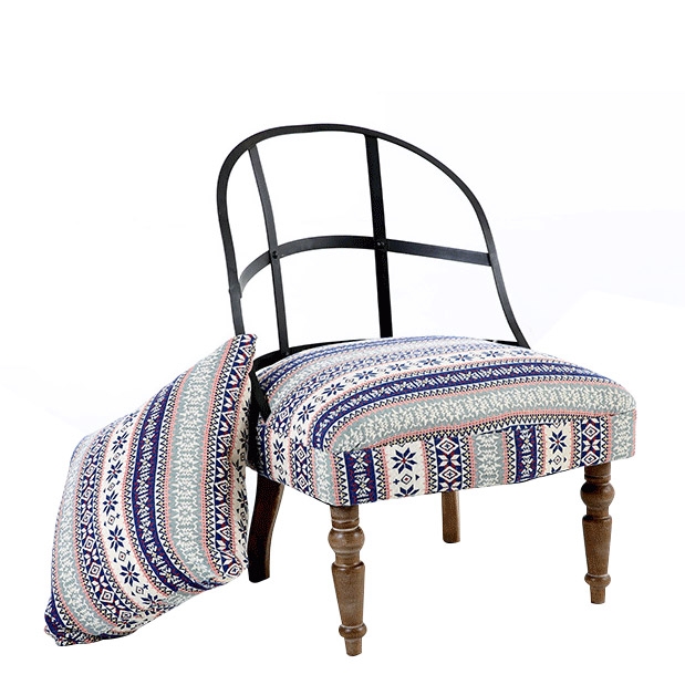 Retro Industrial Geometric Chair Armless Cocktail Chair Colorful Soft Fabric Slipper Chair with Back Pillow Style F window image
