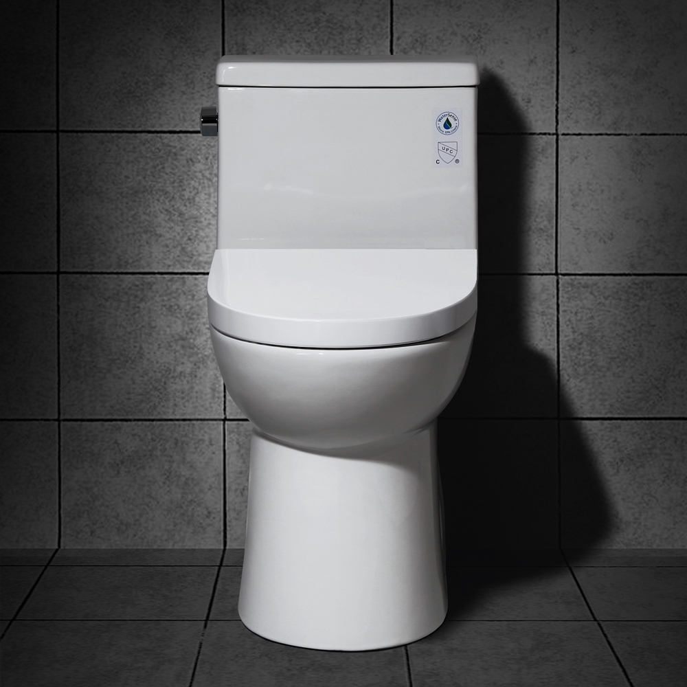 Modern One-Piece Single Flush 1.28 GPF Elongated Siphonic Toilet in White with Soft-Close Seat & Lid window image