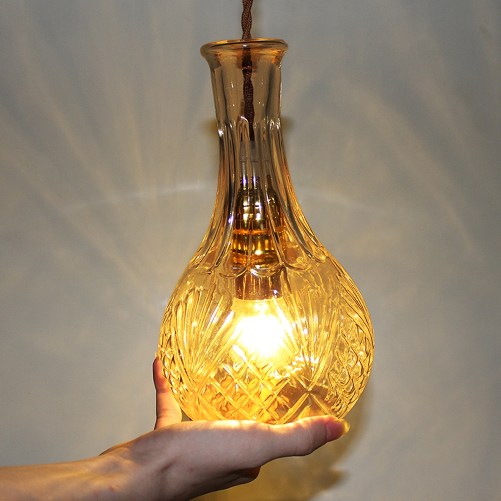 Gloria Vintage Decanter Amber Bottle Pendant Light with Adjustable Cable window image