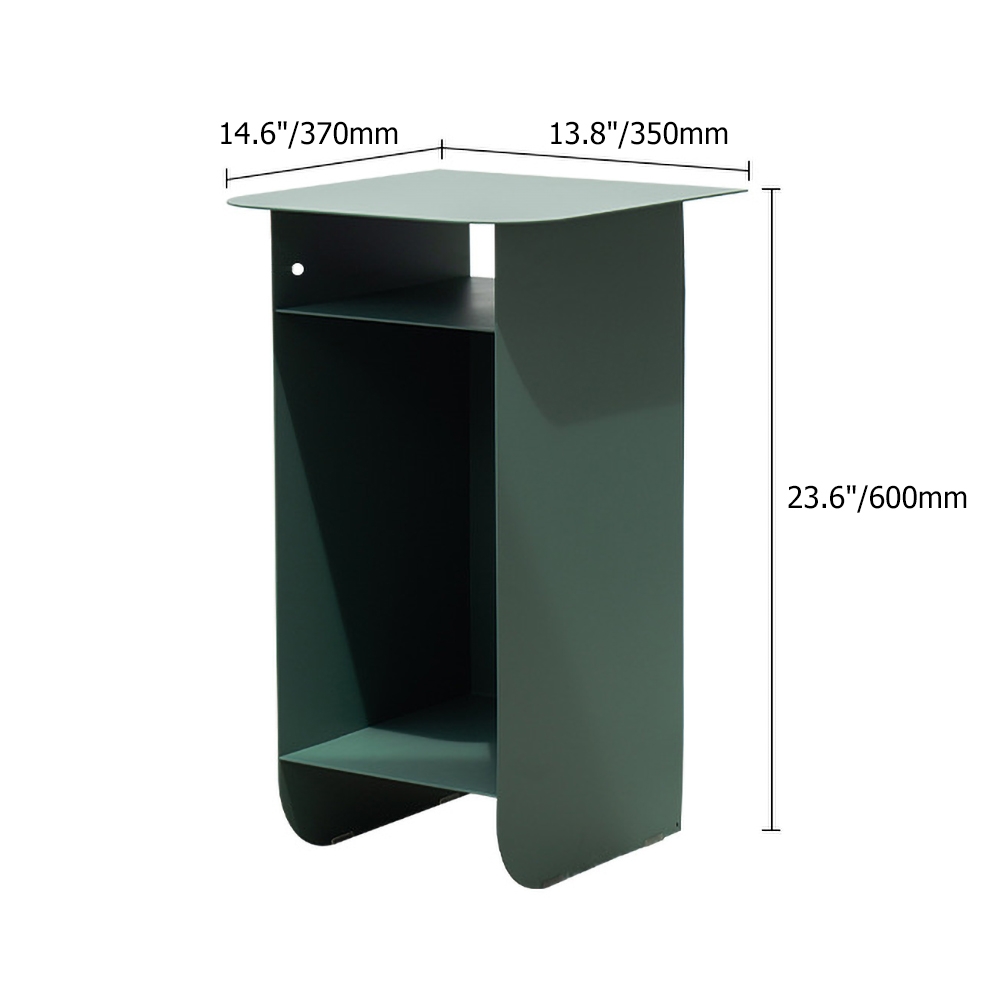 Green Side Table with Storage Metal window image