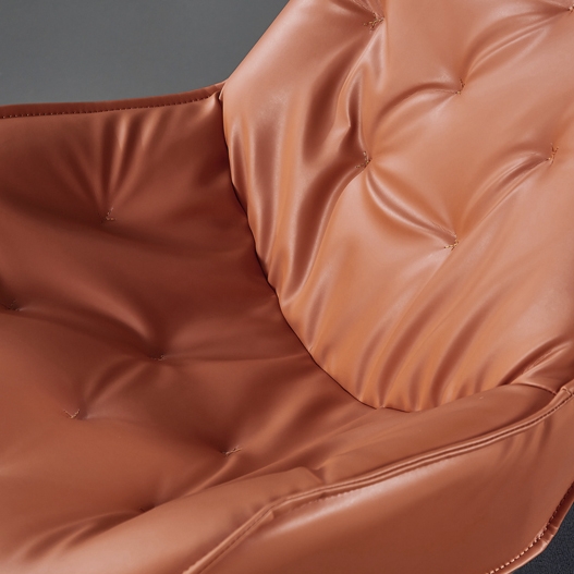 Swivel Wingback Chair Swivel Armchair Tufted Chair Orange Faux Leather Accent Chair Metal Frame window image