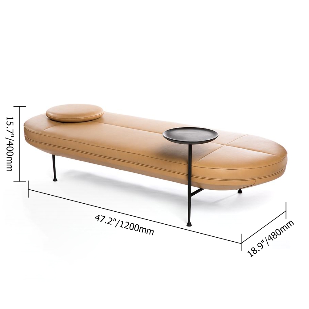 Modern Classic Oval Shape Bench Metal Bench PU Leather Bench with Table window image