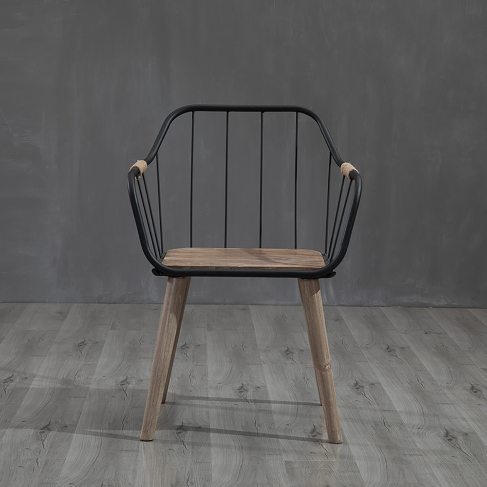 Fauteuil de salle à manger rétro industriel en métal image de fenêtre