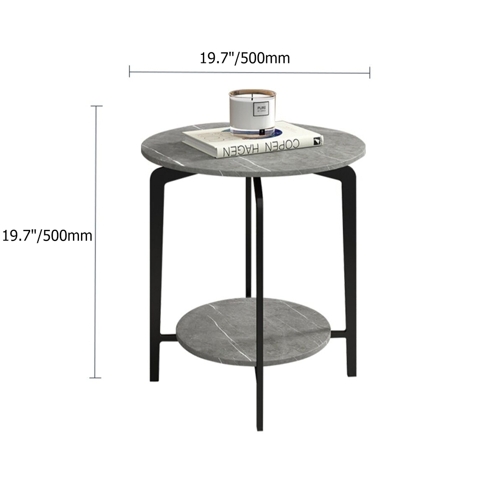 Round 2-Tiered End Table with Storage Sintered Stone Top Side Table window image