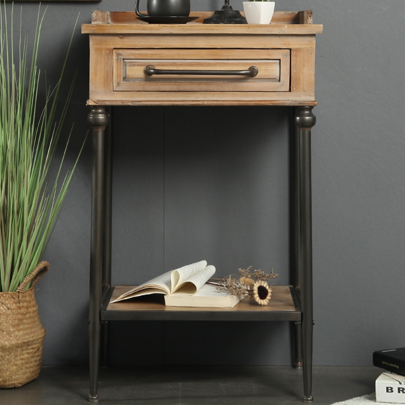 Industrial Standing Kitchen Shelving with Drawer in Black&Natural window image