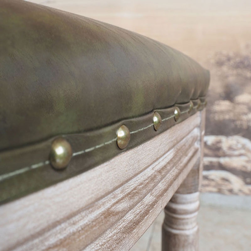 French Farmhouse Wood Dining Chairs Cane Back Dining Chair Faux Leather Upholstered Dining Chair window image