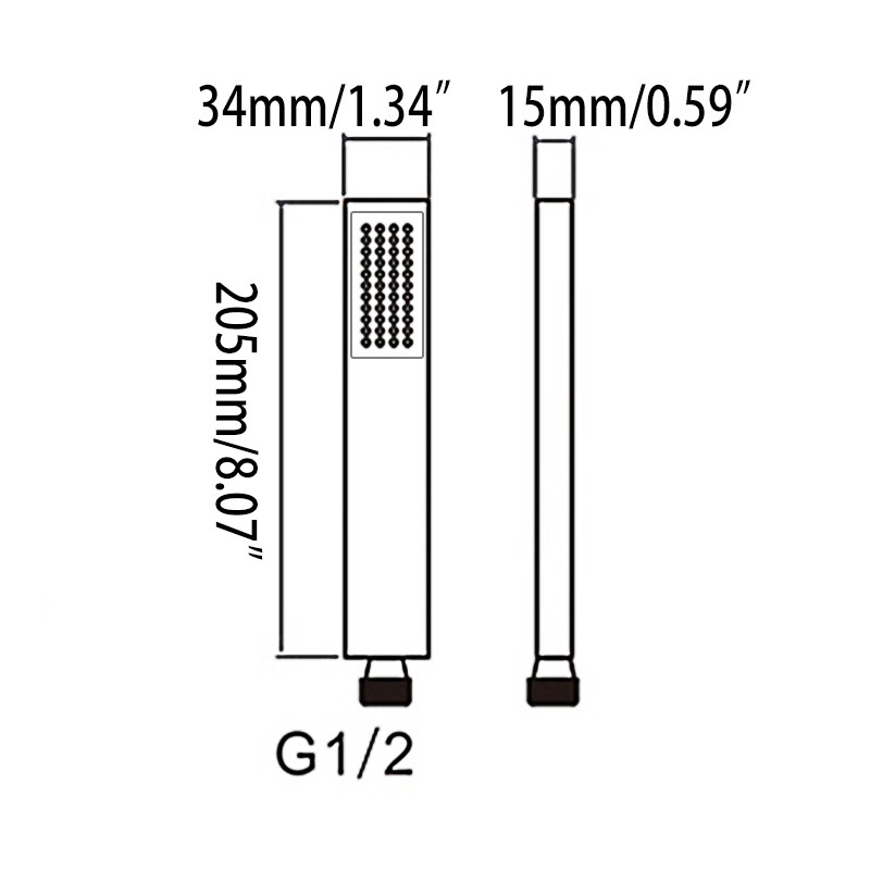 Modern Matte Black Square Handheld Shower Hand Shower Head Solid Brass window image