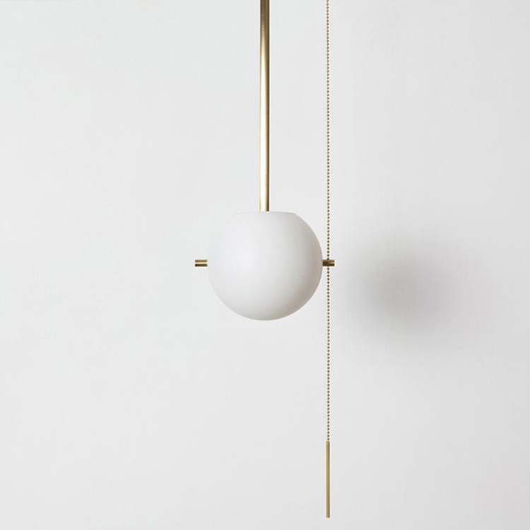 Gidu Mid-Century Modern Pull Chain Pendant Light Globe Pendant Pull Chain Light Fixture in Gold window image