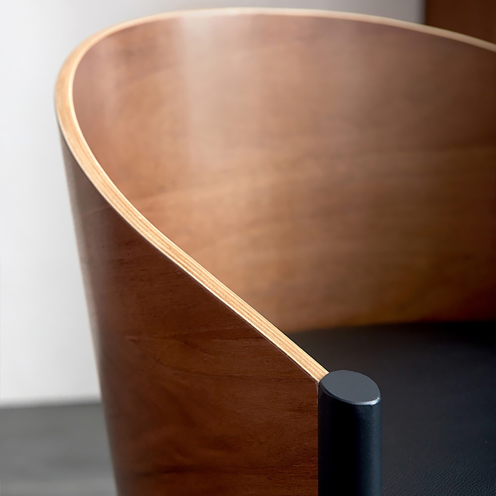 Modern High Backrest Dining Chair Upholstered Brown Faux Leather Dining Chair window image