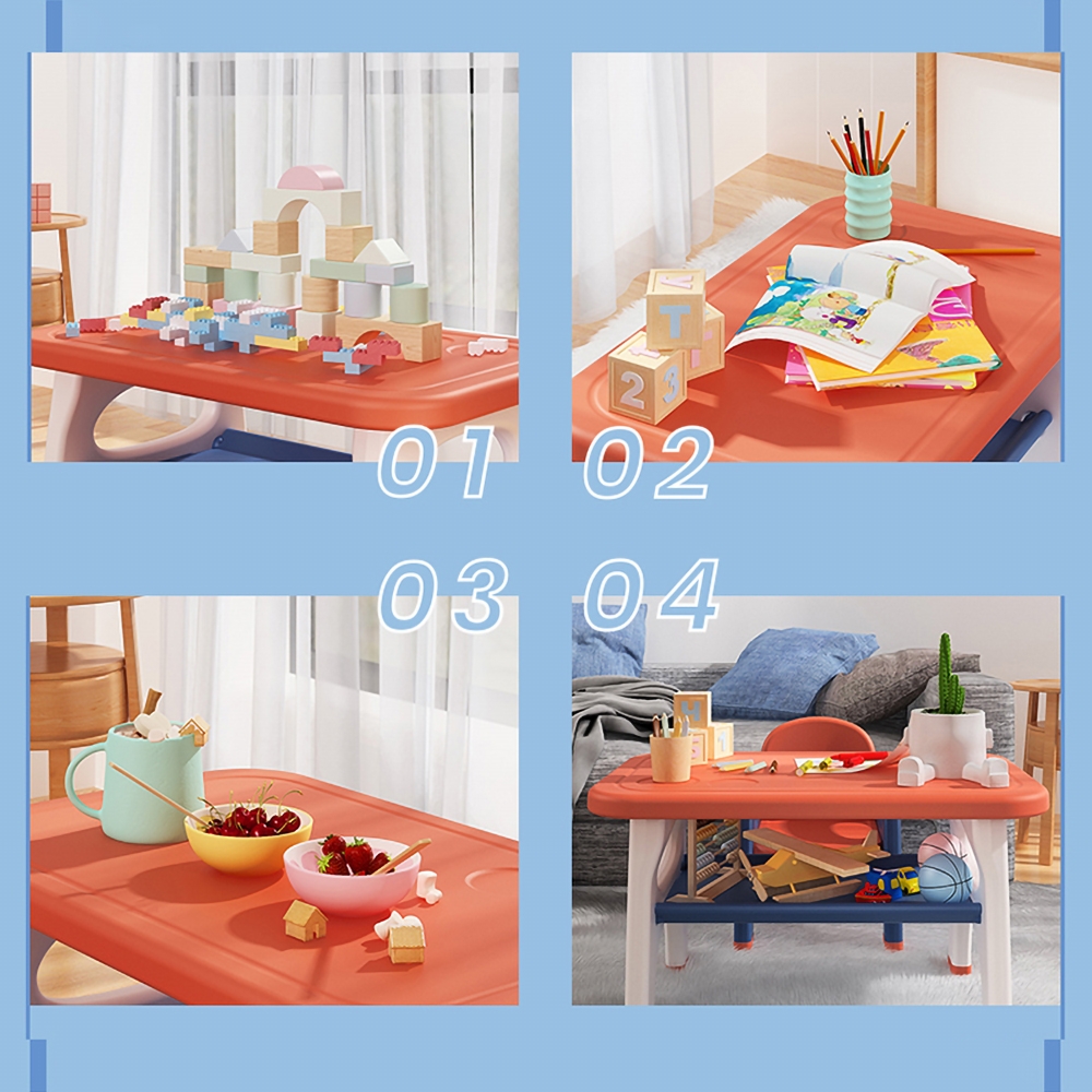 Kids Play Table and Chair 2 Chairs Set Plastic window image