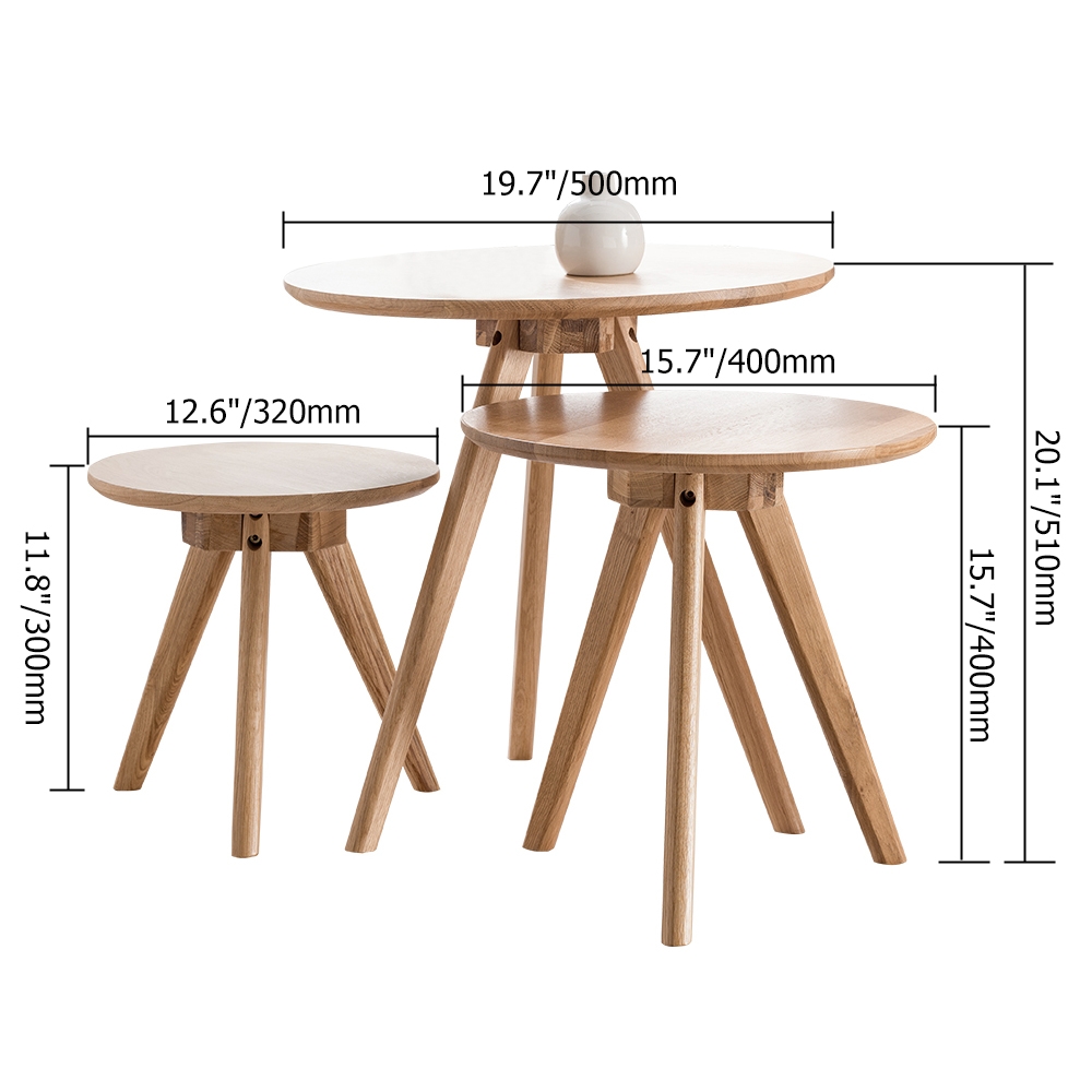 Natural Coffee Table Round Wooden Top Piece of 3 window image