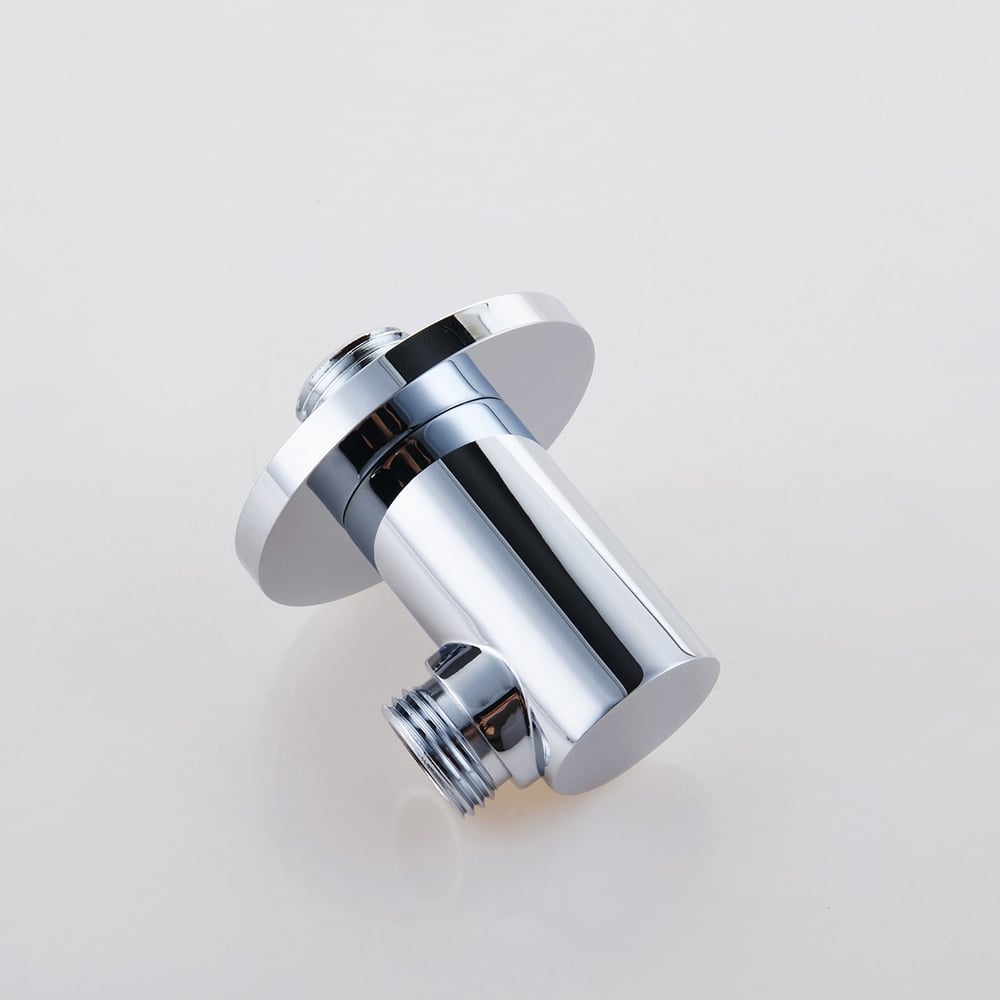 Modern Bathroom Wall Mounted Hand Shower Supply Elbow Round Shape in Polished Chrome Solid Brass window image