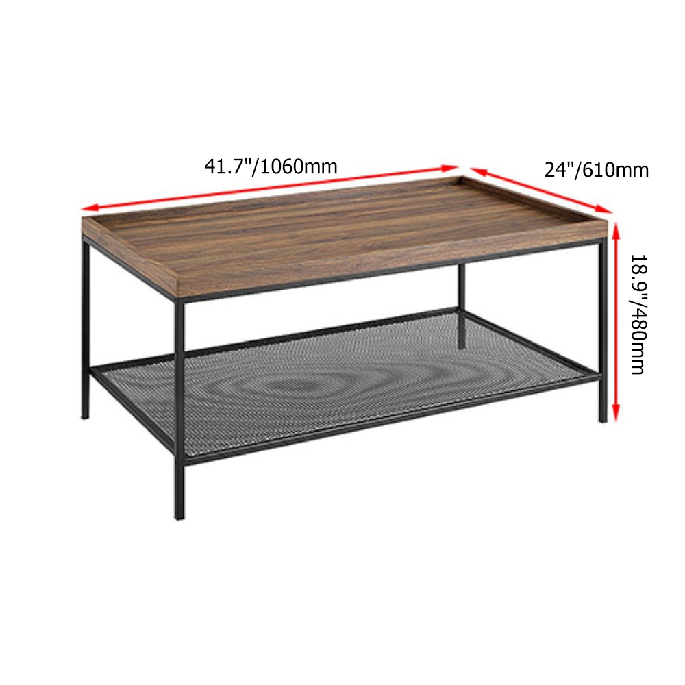 Modern Rectangular Coffee Table with Storage in Black & Walnut window image