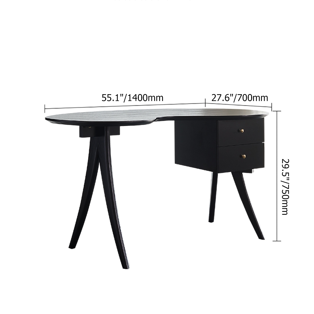 Black Writing Desk with 2-Drawer Modern Computer Desk MDF window image
