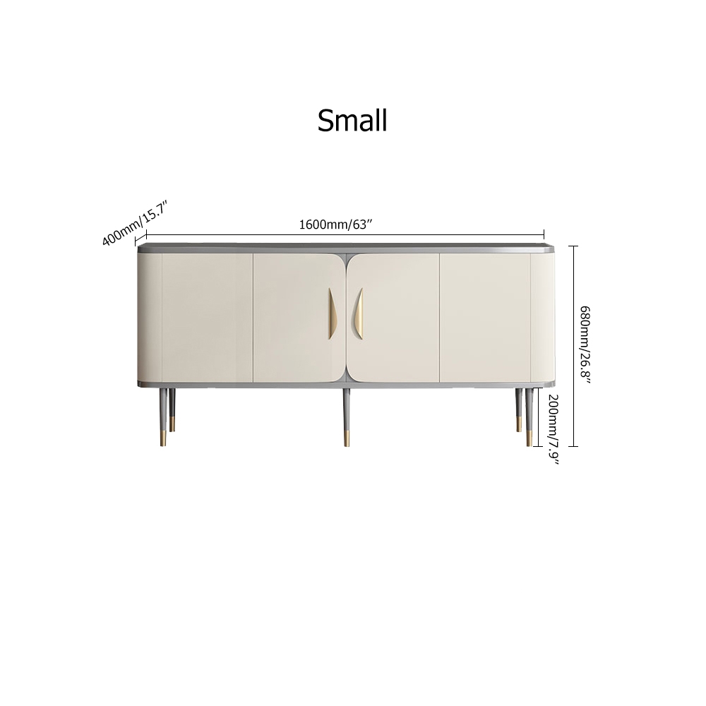 Modern White & Grey TV Stand Rectangle Media Stand TV Console with 4 Doors in Small window image