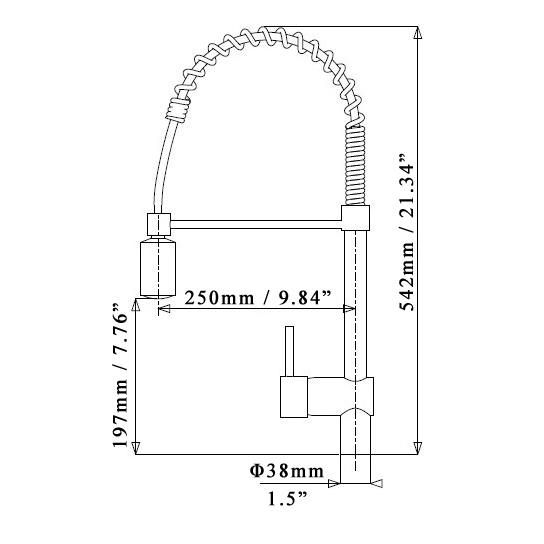 Trins LED Single-Handle Commercial Spring Kitchen Sink Faucet with Pull Down Spray Chrome window image