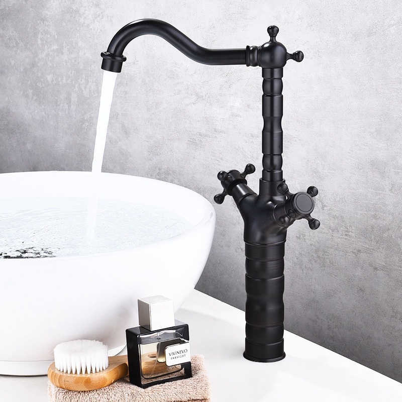 Chester Classic Double Cross Handle Single Hole Brass Vessel Faucet in Antique Black window image