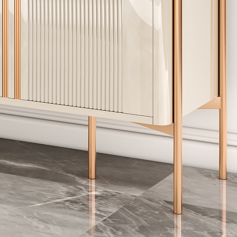 Contemporary White&Black Sideboard Buffet 3 Velvet Upholstery Drawers & 2 Doors and Shelves window image