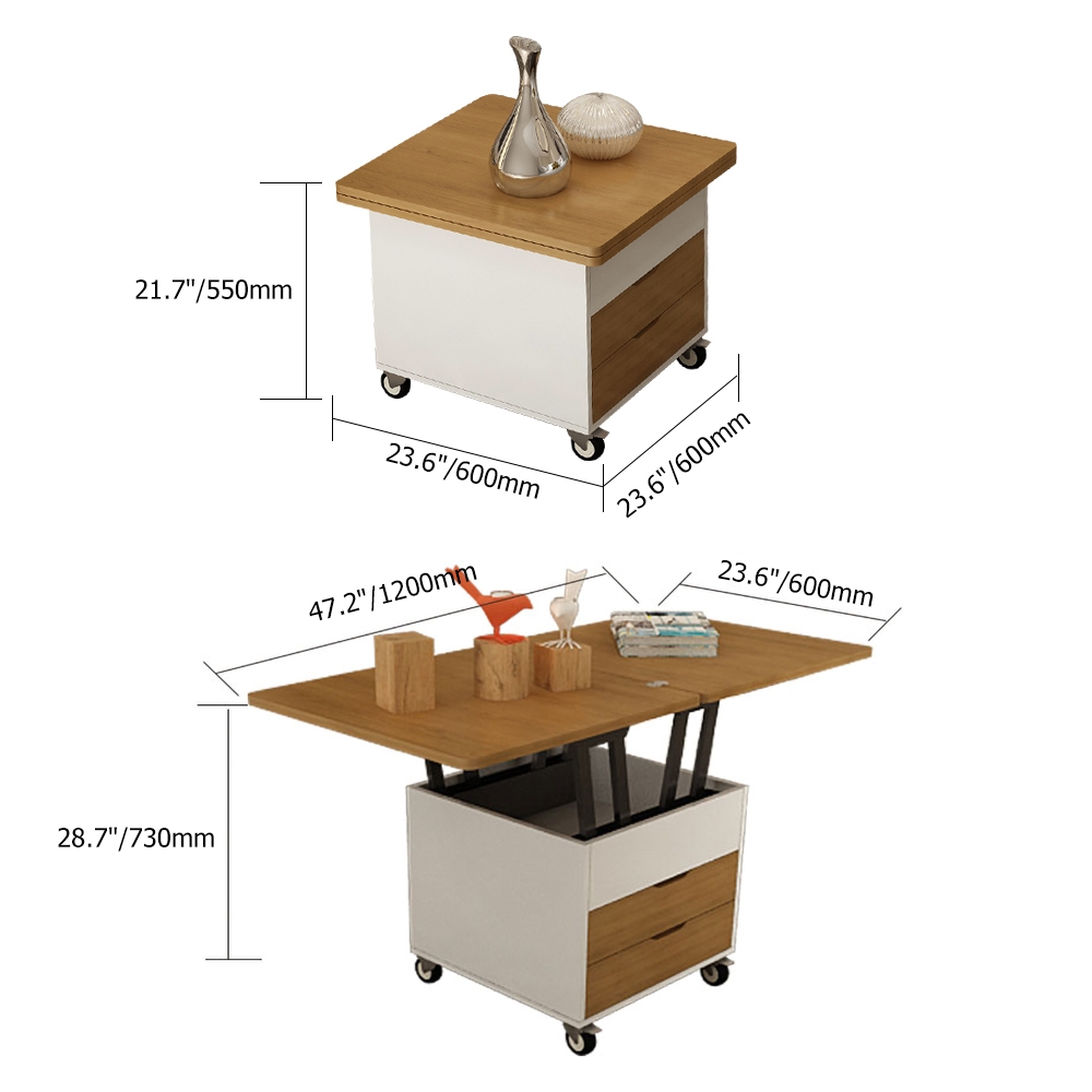 Modern Extendable Wood Coffee Table with Storage Square Coffee Table with Drawers window image