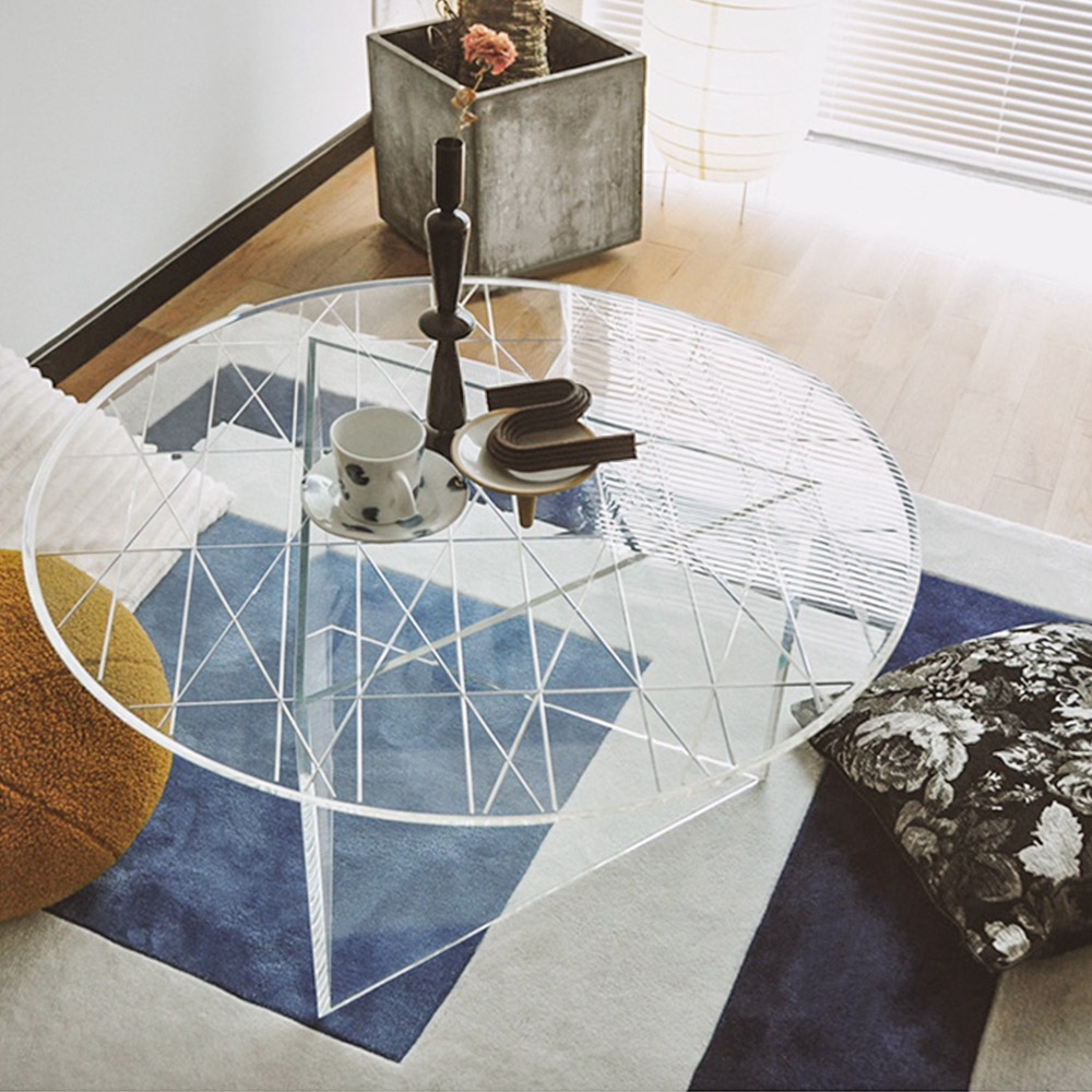 Acrylic End Table Clear Round Coffee Table Modern Accent Table Lucite Coffee Table window image