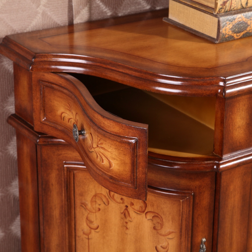 1220mm Vintage Walnut Sideboard Buffet Accent Cabinet with 4 Doors & Shelf & Drawer window image