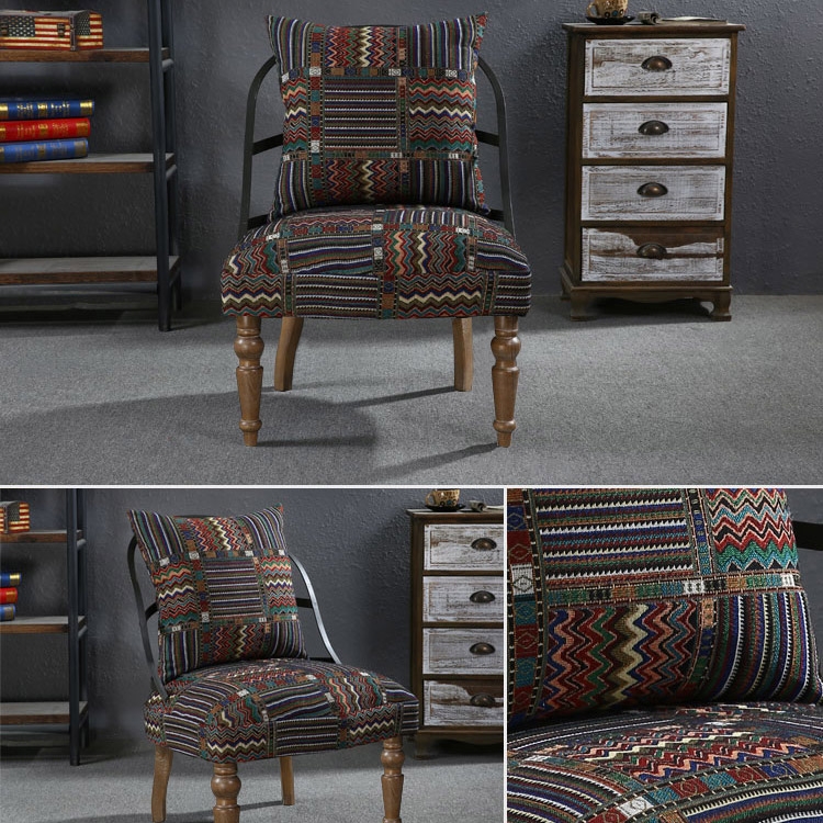 Retro Industrial Geometric Chair Armless Cocktail Chair Colorful Soft Fabric Slipper Chair with Back Pillow Style F window image