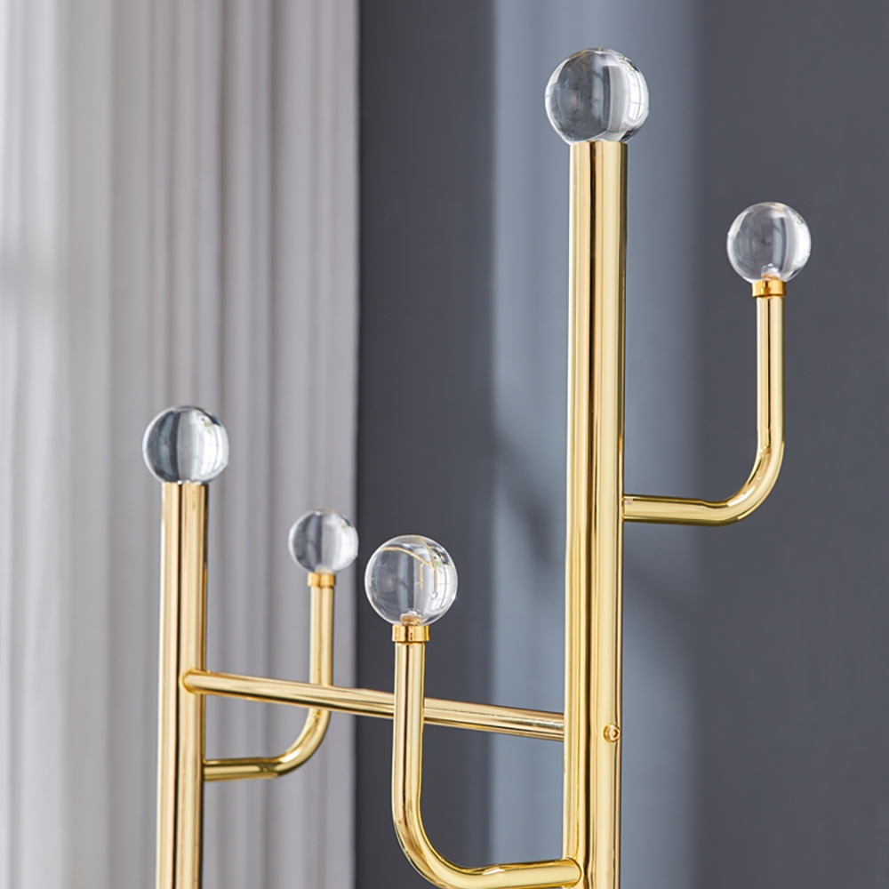 Modern Multi-functional Cloth Rack with Rail & Table in Gold window image