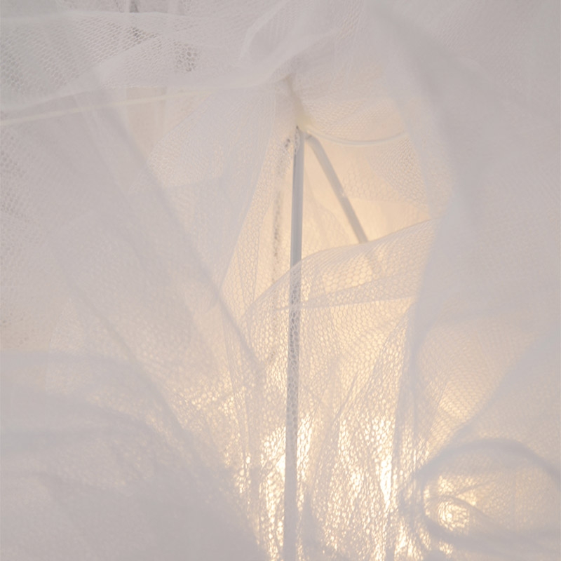 Modern Creative Flower Pendant Light Fabric Gauze Ceiling Light in White window image