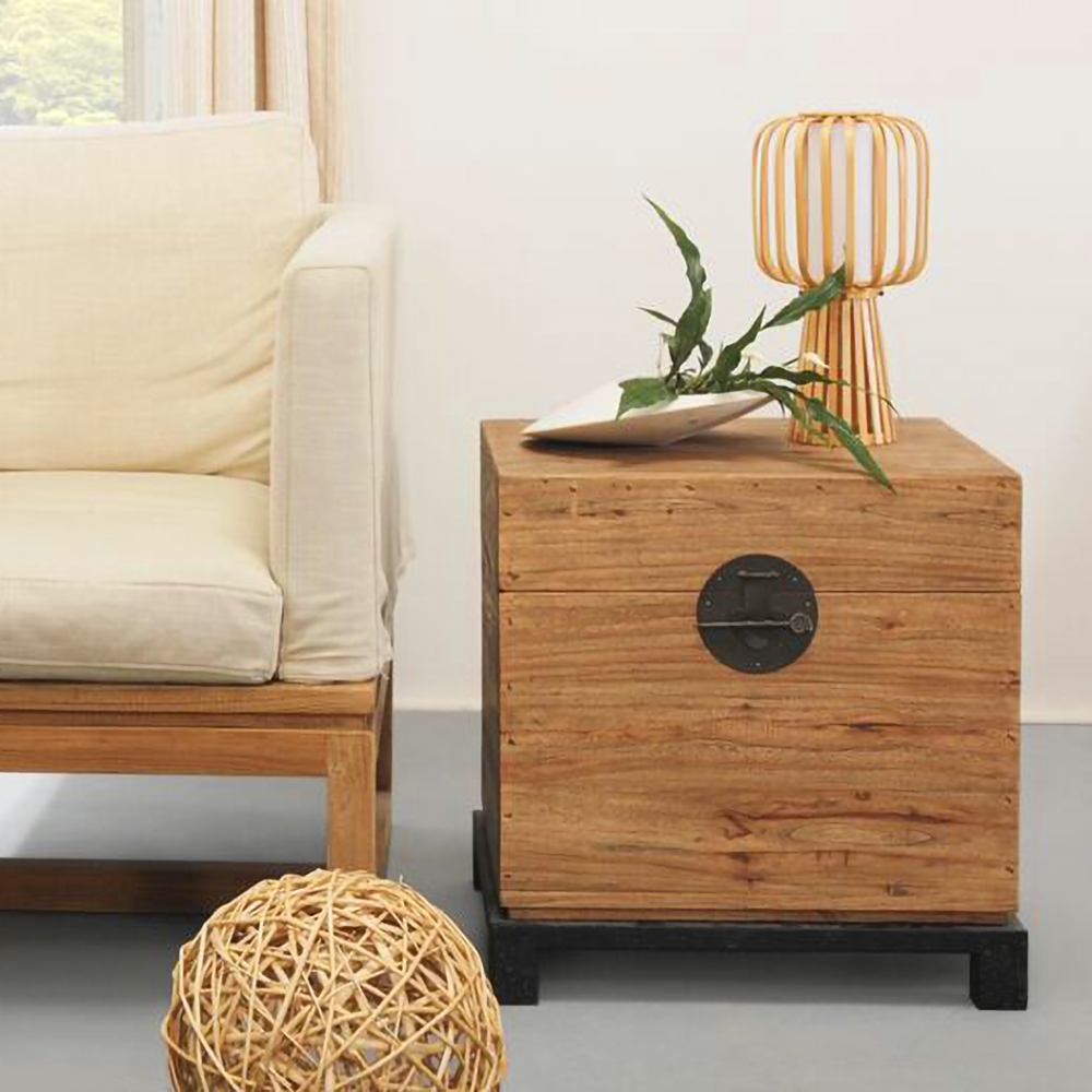 Retro End Table Flip Top with Storage Bin Wooden Side Table window image